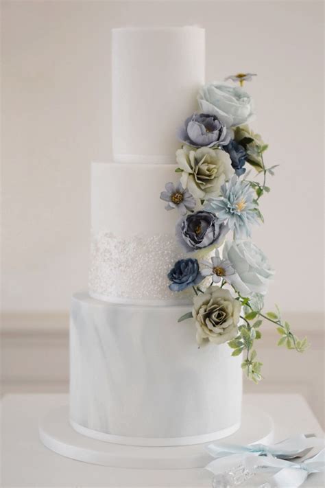 Dusky Blue Wedding Cake