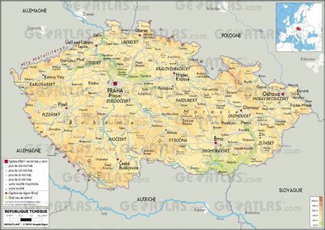 Carte de la République tchèque - Plusieurs cartes du pays en Europe