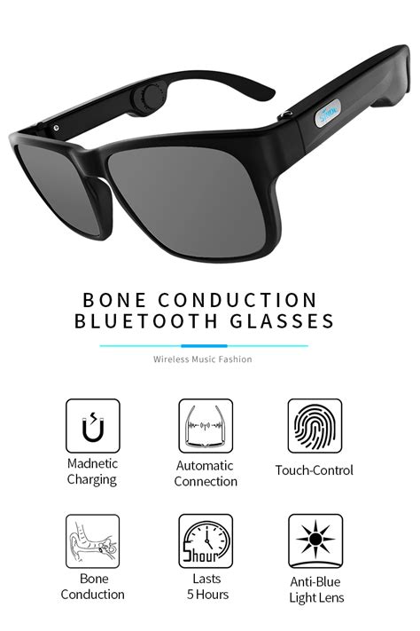 Bone Conduction Wireless Bluetooth 5 0 Smart Glasses Stereo Headset Polarized Sunglasses Can Be