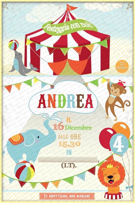 Digital Circus Invitation Baby Baptism Invitation Baby Etsy Italia