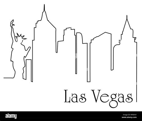 Las Vegas City One Line Drawing Abstract Background With Cityscape