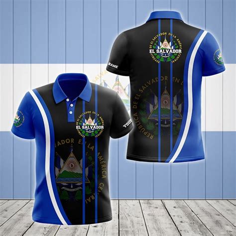 AIO Pride Custom Name El Salvador Flag Wave Style Unisex Adult Polo