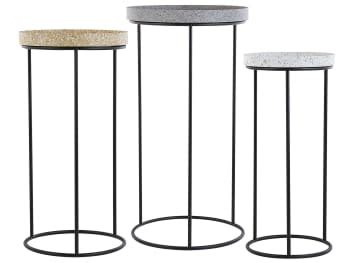 Mini Mesa Auxiliar Aluminio Gris Y Terrazzo Negro Cota Maisons Du Monde