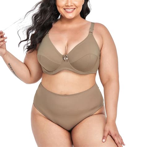 Softrhyme Women Plus Size Bra And Panty Set With Wired Non Padded Ultra Thin Lingerie Sets F Cup