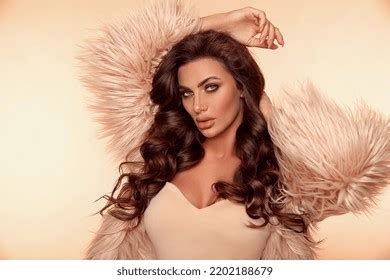 Sexy Brunette Model Fur Coat Posing Stock Photo 2202188679 Shutterstock