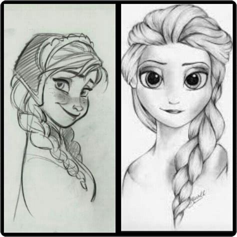 Dibujo De Frozen En Lápiz Ana V S Elsa Gothic Tattoo Drawings