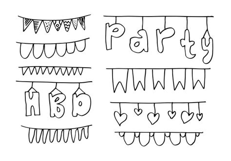 Premium Vector Hand Drawn Doodle Bunting Flags And Garlands Isolated