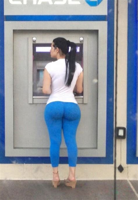 Girl In Atm Wearing Blue Leggings Thelie