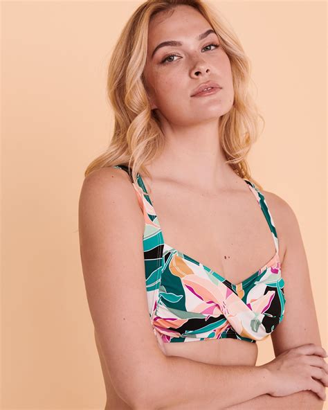 Christina Vacay Bound Twisted Bikini Top Tropical Print Bikini Village