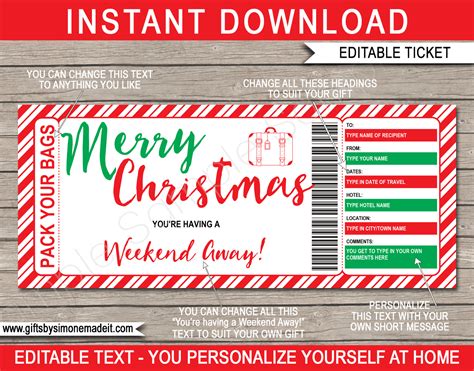 Free Printable Weekend Away Voucher Template Printable Templates