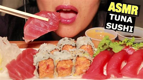 Asmr Tuna Sushi Plate Sashimi Nigiri Maki Eating Sounds No Talking Youtube