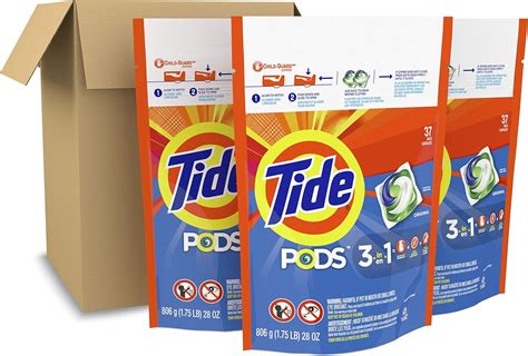 Tide Cápsulas de jabón detergente para lavandería original paquete de 3