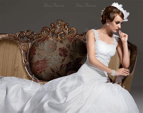 Ball Gown Sweetheart Court Train Satin Organza Wedding Dress With