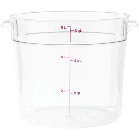 Cambro Camwear® 1 Qt Round Clear Plastic Food Storage Container 6 1