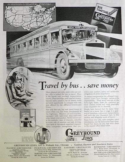 1930 Greyhound Bus Lines Ad ~ Save Money, Vintage Truck & Bus Ads