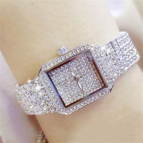 Female Wristwatch Full Diamond Quartz Women Silver Watches Luxury Brand