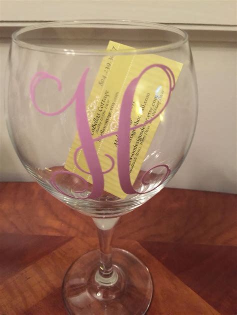 Monogram Wine Glass Vinyl Lettering Bar And Wine Decor Etsy