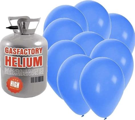 Helium Tank Met Blauwe Ballonnen Blauw Heliumgas Met Ballonnen