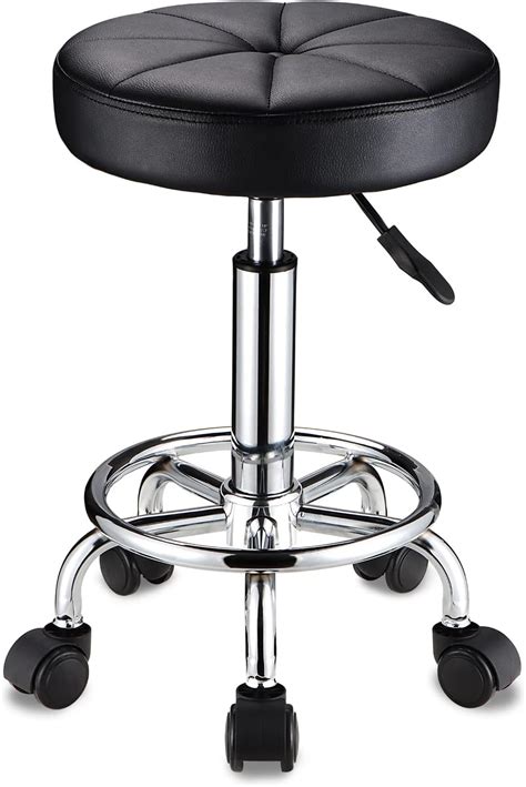 Hmtot Round Rolling Stool With Wheels Height Adjustable