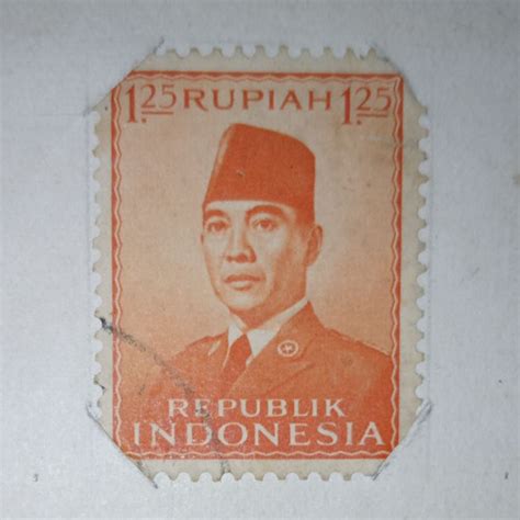 Jual Koleksi Prangko Perangko Indonesia 1951 Soekarno 1 25 Rupiah Used