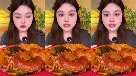 Asmr Mukbang Eating Show Fried Noodles Roasted Pork Chicken