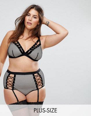 New Look Curve Lattice Bralette High Waist Brief Lingerie Set Asos