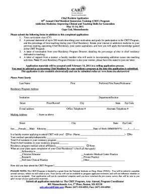 Fillable Online Bumc Bu Chief Resident Application Th Annual Chief