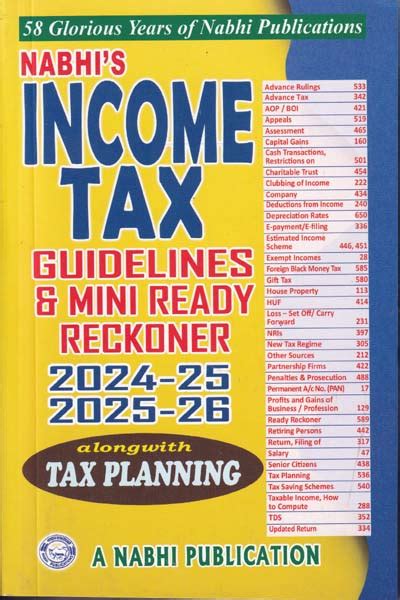 Income Tax Guidelines Mini Ready Reckoner With Tax Planning