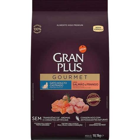 Ração Gran Plus Gourmet para Gatos Castrados Sabor Salmão e Frango