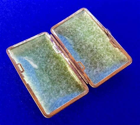 Vintage 1930s Green Mottled Marble Or Shagreen Effect Celluloid