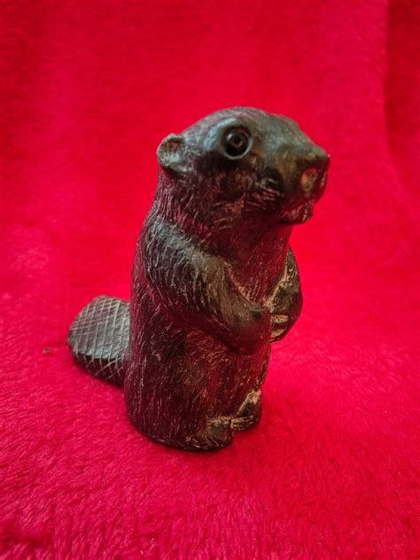 The Wolf Original Soapstone Sculptures Beaver Figurine Etsy