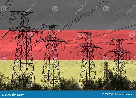 Línea De Alimentación Y Bandera De Alemania Crisis Energética