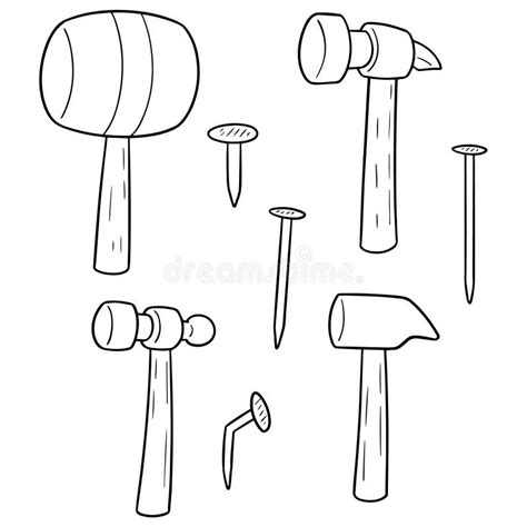 Vector Set Of Hammer And Nails Stock Vector Illustration Of Architect