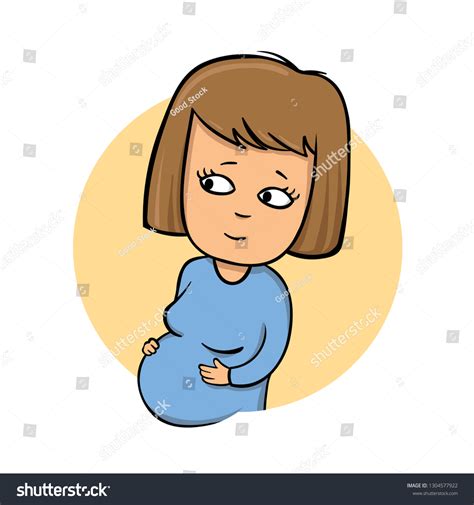 Young Pregnant Girl Cartoon Style Icon Stock Illustration 1304577922