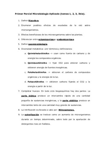 Preguntas primer Parcial Microbiología Aplicada marzo 2016 pdf