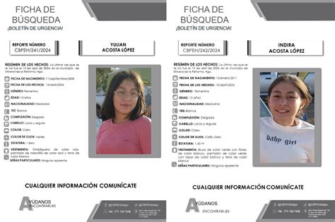 Emiten Fichas De Búsqueda Para Localizar A Dos Jóvenes Desaparecidas En Mineral De La Reforma