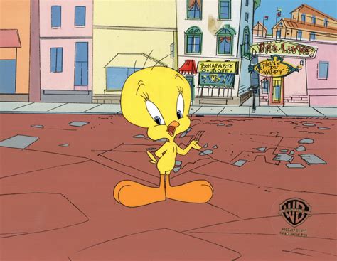 Looney Tunes Original Production Cel On Original Background Tweety