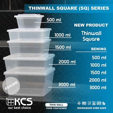 Jual Thinwall Food Container Square Kotak Ukuran Ml Ml Ml