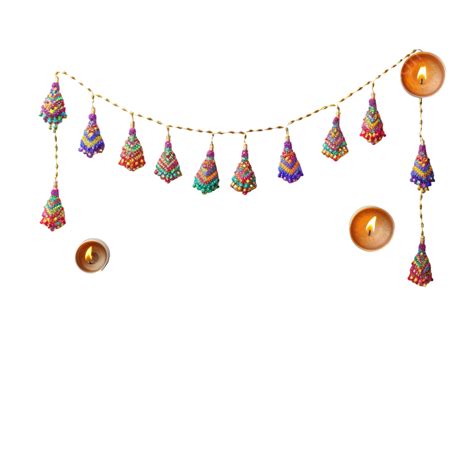 Banner Decorativo Feliz Diwali Con Luces Colgantes Y Diya Png Shubh