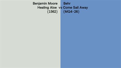 Benjamin Moore Healing Aloe Vs Behr Come Sail Away Mq Side