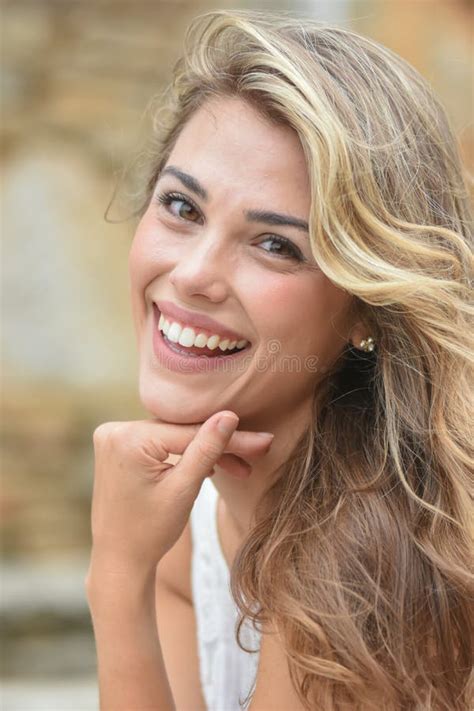 Beautiful Blonde Model Having Fun At A Photoshoot Stock Image Image Of Tossing Pretty
