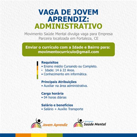 JOVEM APRENDIZ ADMINISTRATIVO Vagas Fortaleza