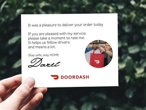 Doordash Peronalized Thank You Notes For Deliveries With A Nice Message