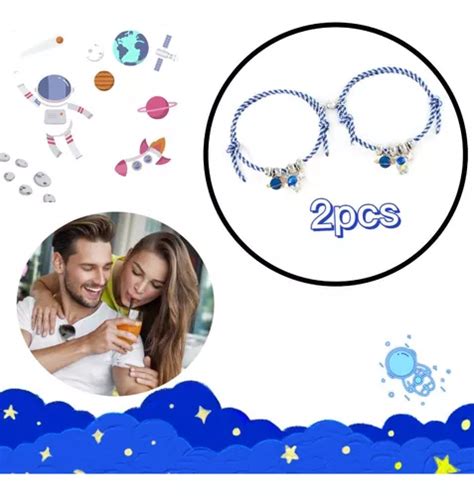 Par Pulseras Pareja Brillan Iman Astronauta Pulsera Amistad Meses