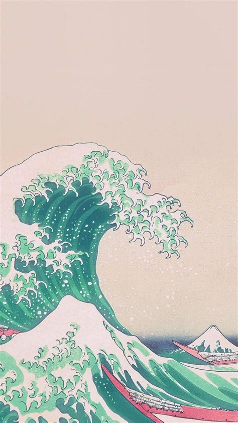 Download Japanese Aesthetic Iphone The Great Wave Rendition Wallpaper