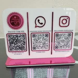 Placa Qr Code Personalizada Em Acr Lico Pix Whats Insta Catalogo