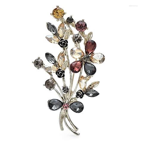 Brooches Wuli Baby Shining Flower Bouquet For Women Unisex Beautiful