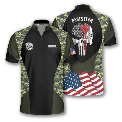 Skull Camouflage Waving Flag Custom Darts Jerseys For Men Primesty