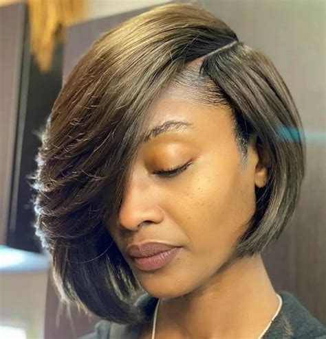 Asymmetrical Bob With Side Swept Bangs