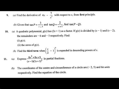 WASSCE 2023 Elective Further Mathematics Paper 2 Q9 To Q11 Pure